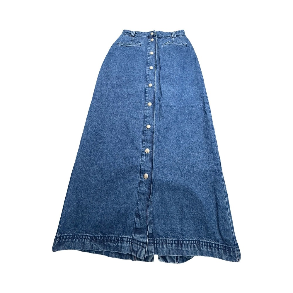 Tommy Jeans Denim Maxi Skirt Women 4 24x33 Blue Button Front Cotton Modest 90's